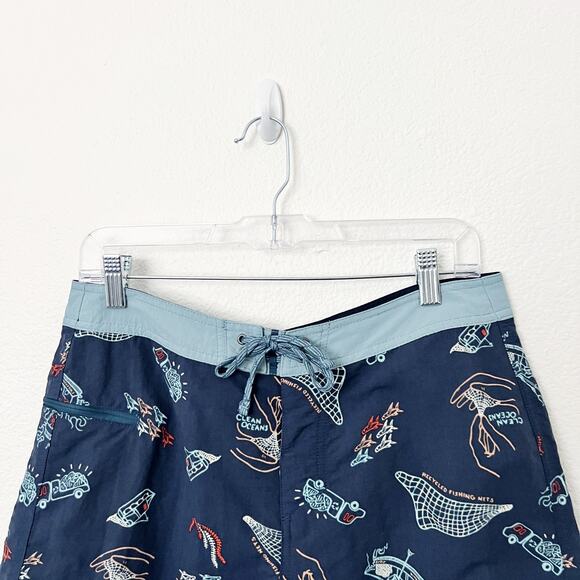 [Patagonia] Tidepool Blue Clean Currents Men's Wavefarer Boardshorts Surf Sz 32 - Picture 3 of 12